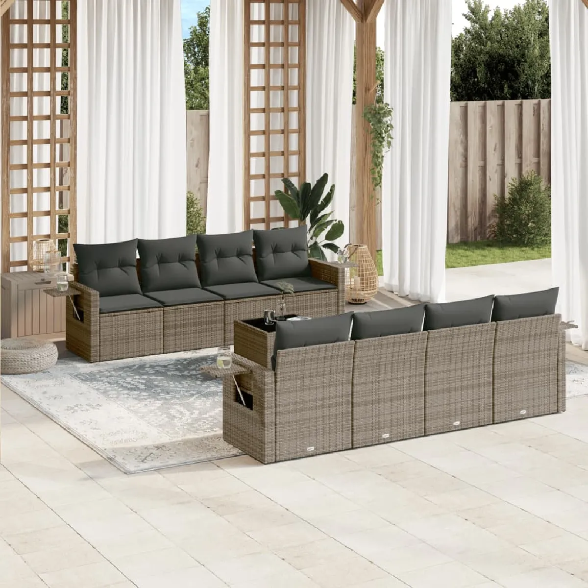 VIDAXL Salon de jardin 9 pcs Résine tressée - vue 2