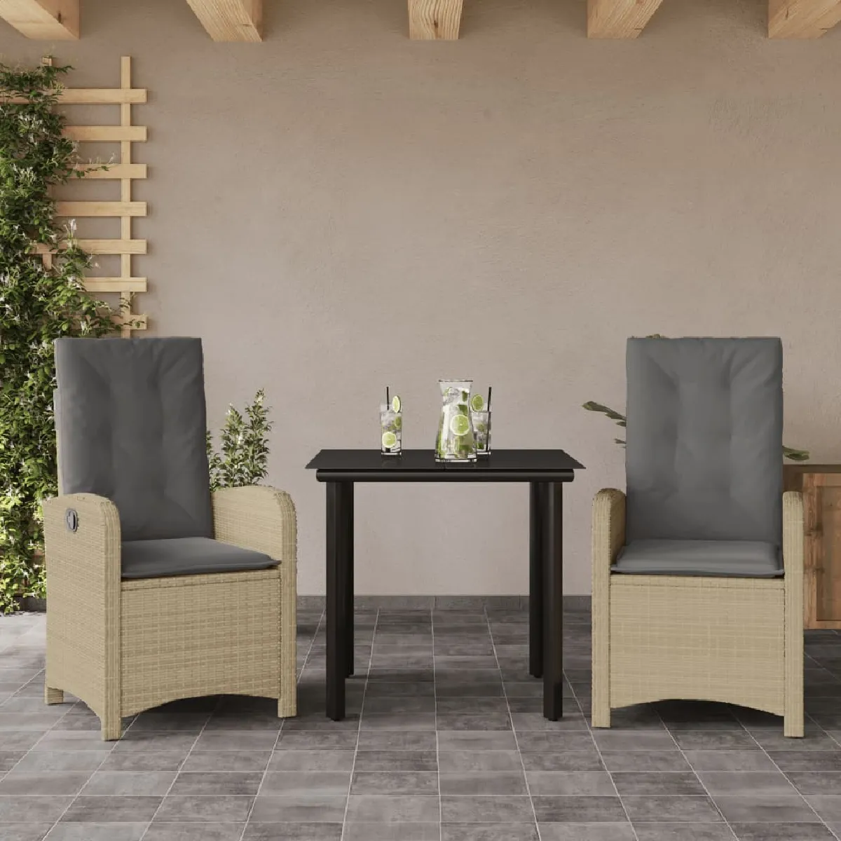 vidaXL Ensemble à manger 3 pcs beige