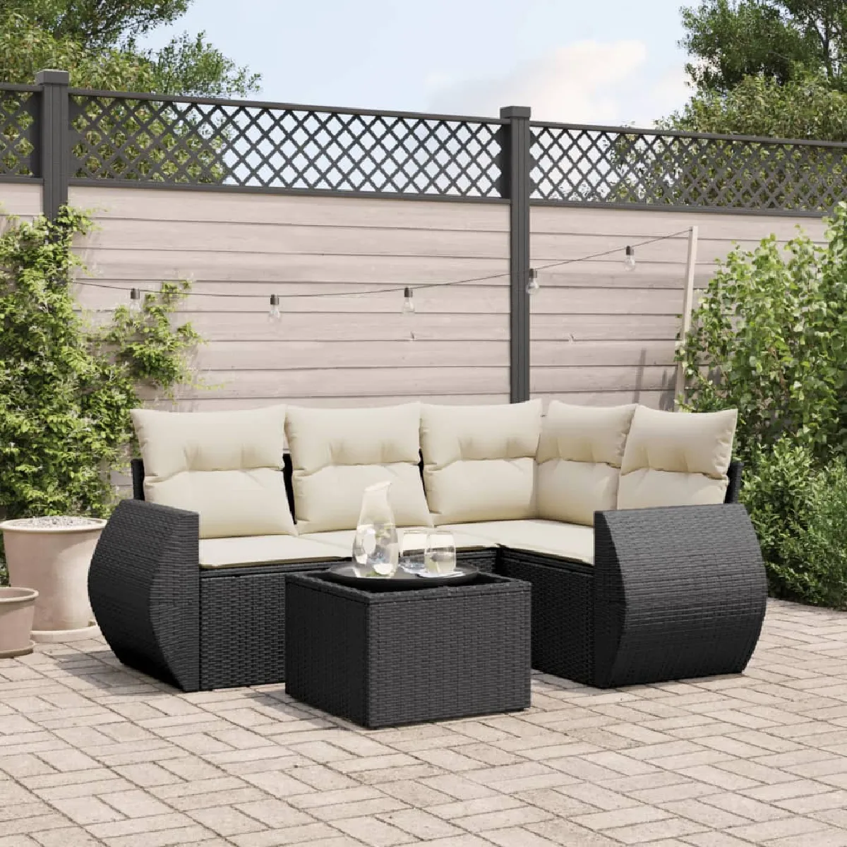 Vidaxl Salon de jardin Résine tressée 5 pièces - vue 3
