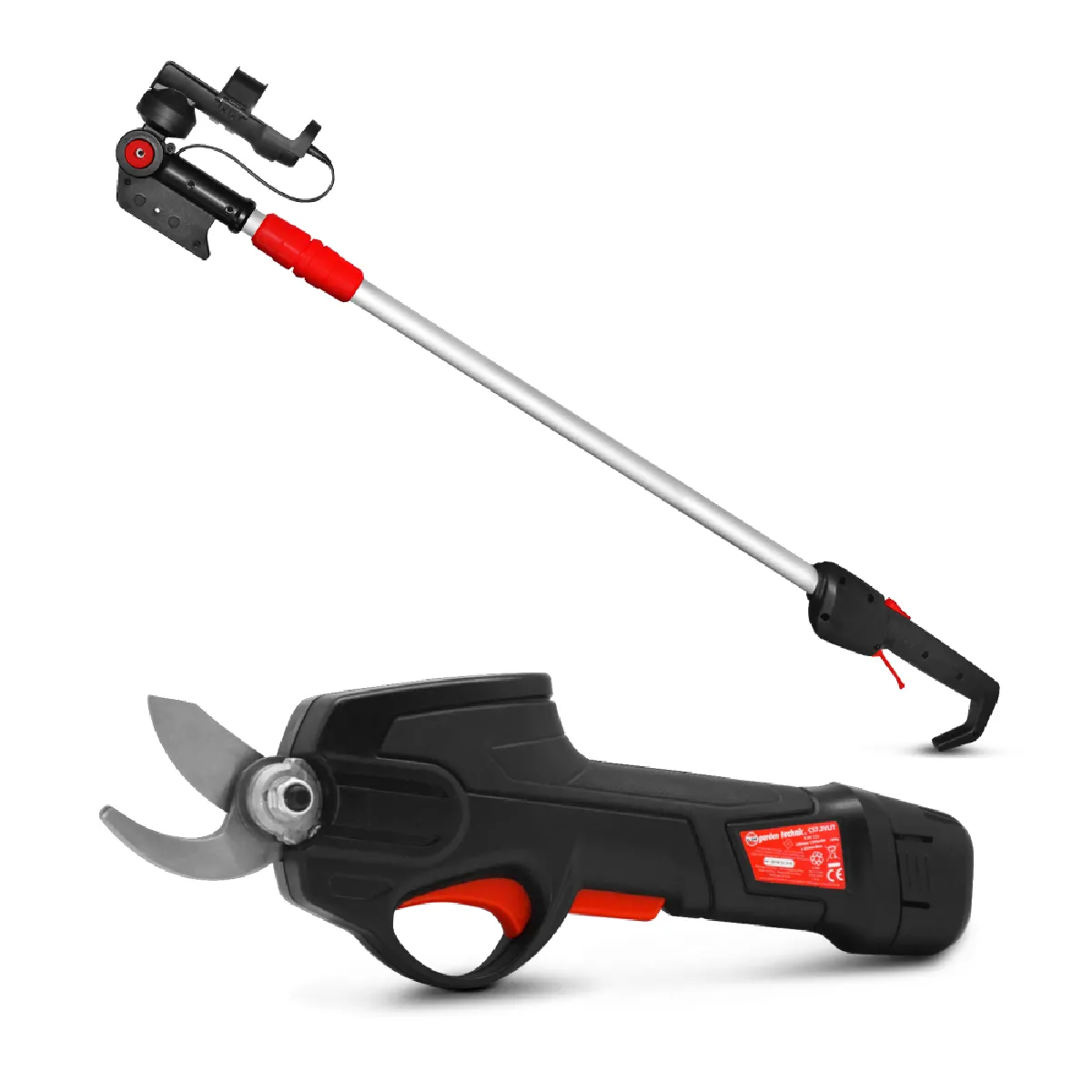 Sécateur rechargeable Elem Garden 7.2V Tête orientable Manche télescopique Léger et maniable - vue 3