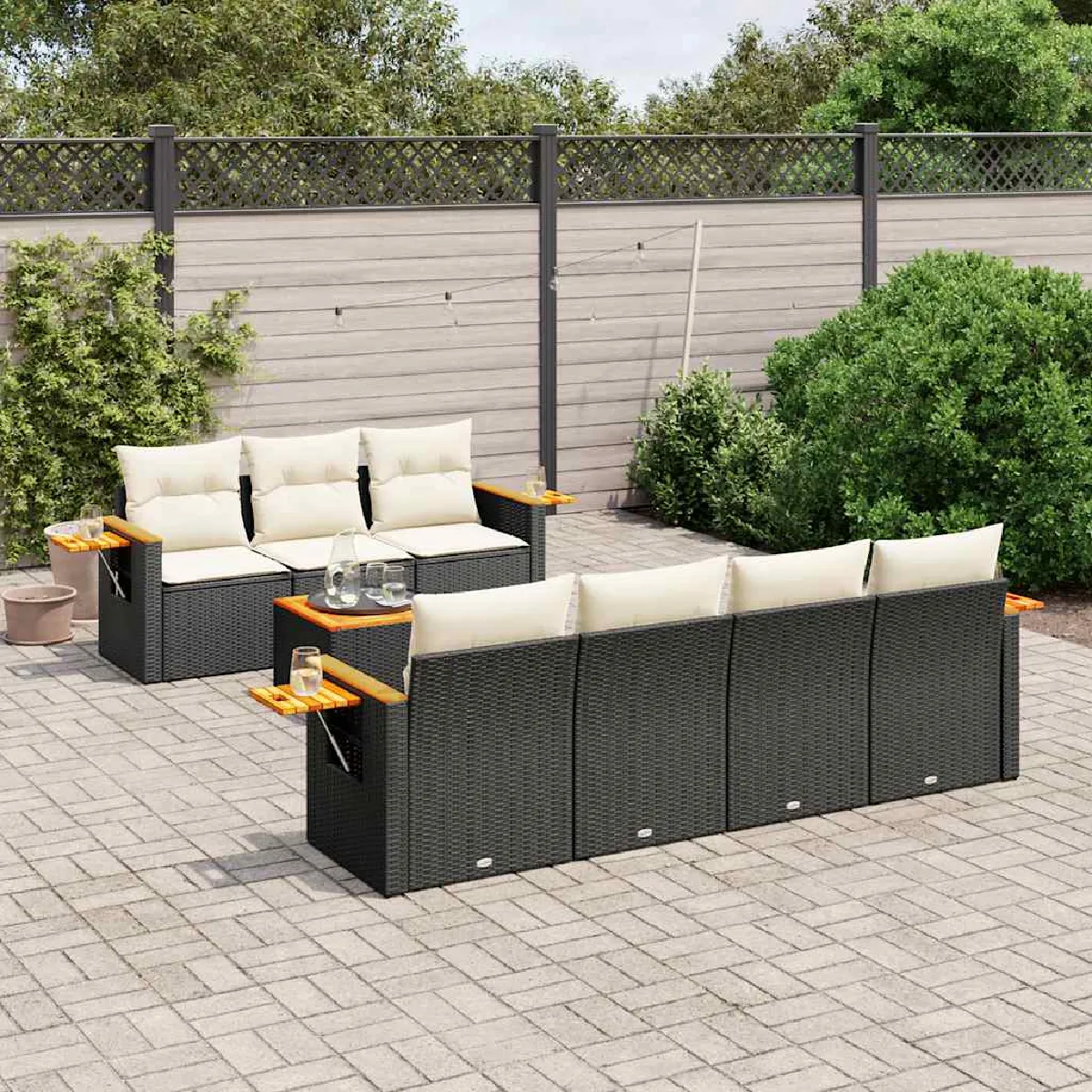 Vidaxl Noir Salon De Jardin 8Pcs