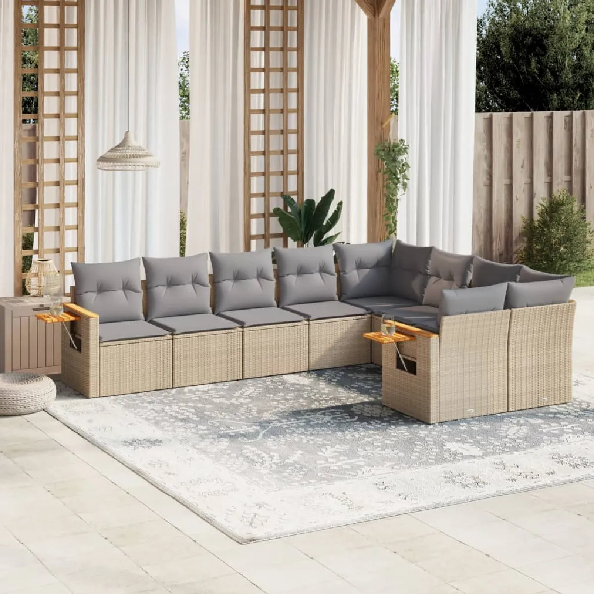 VIDAXL Salon de jardin avec coussins 9 pcs - vue 9