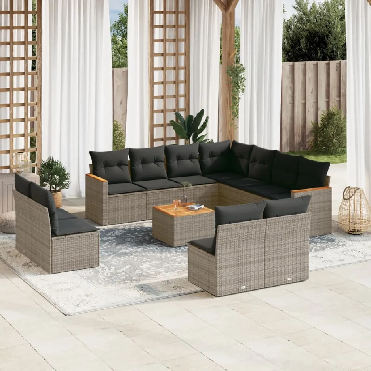 vidaXL - Salon de jardin - Ensemble 12 pièces - Beige - Image 3