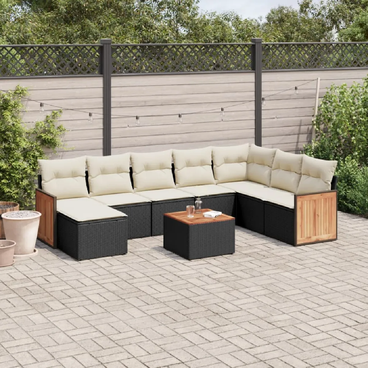 vidaXL Ensemble de jardin 9 pcs Résine tressée - vue 6