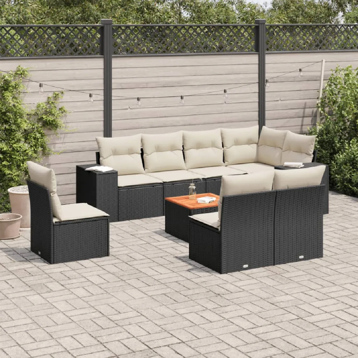 vidaXL Salon de jardin 9 pcs avec coussins - vue 4