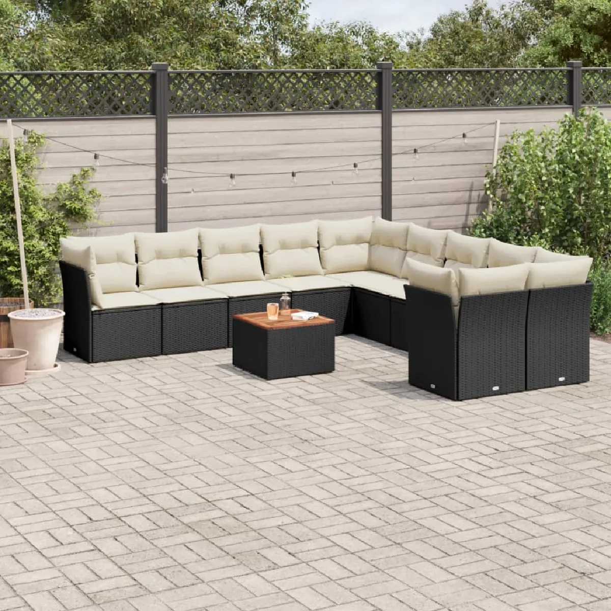 Vidaxl Noir Salon De Jardin 11 Pcs