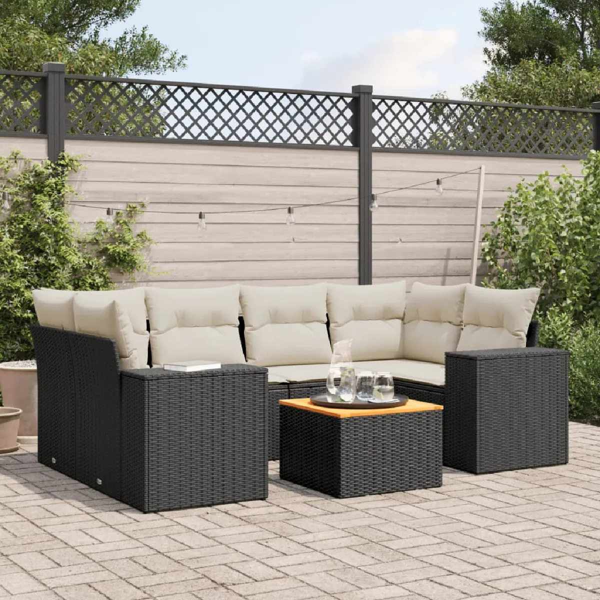 vidaXL Salon de jardin 7 pcs avec coussins - vue 6
