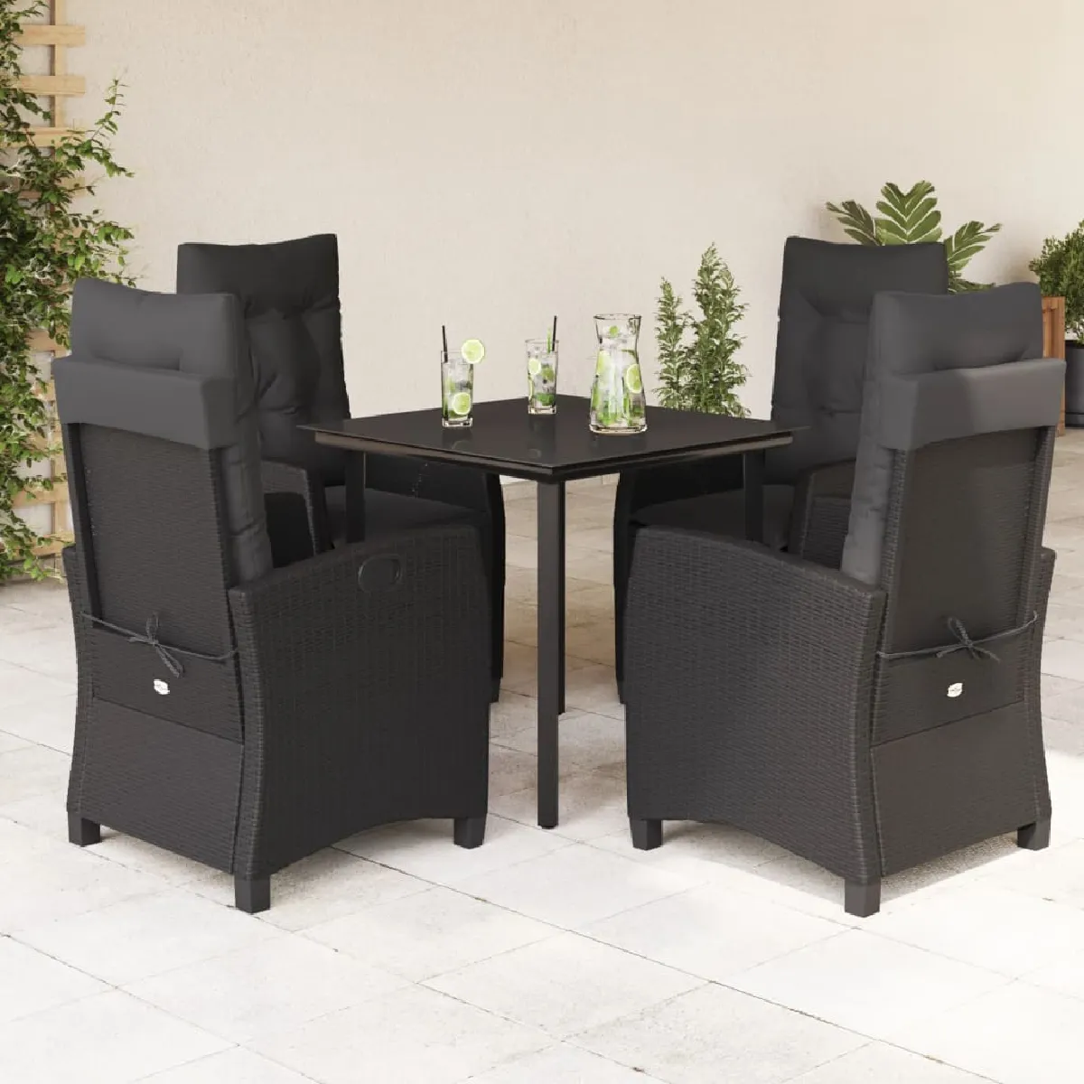 Vidaxl Noir Ensemble À Manger 5 Pcs
