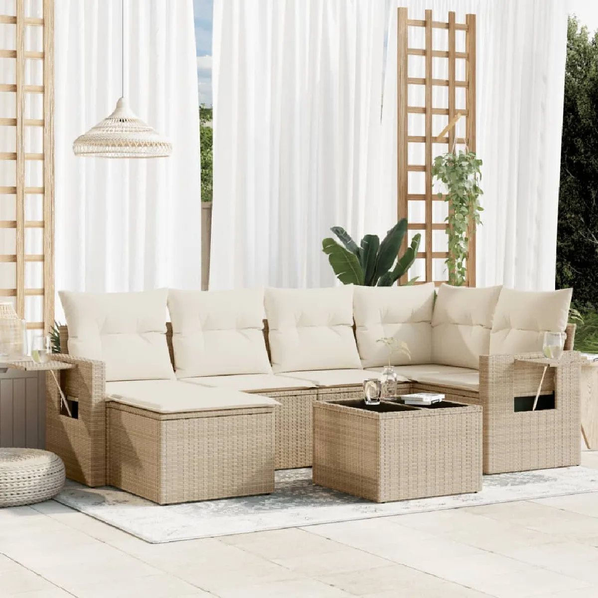 vidaXL Salon de jardin 7pcs