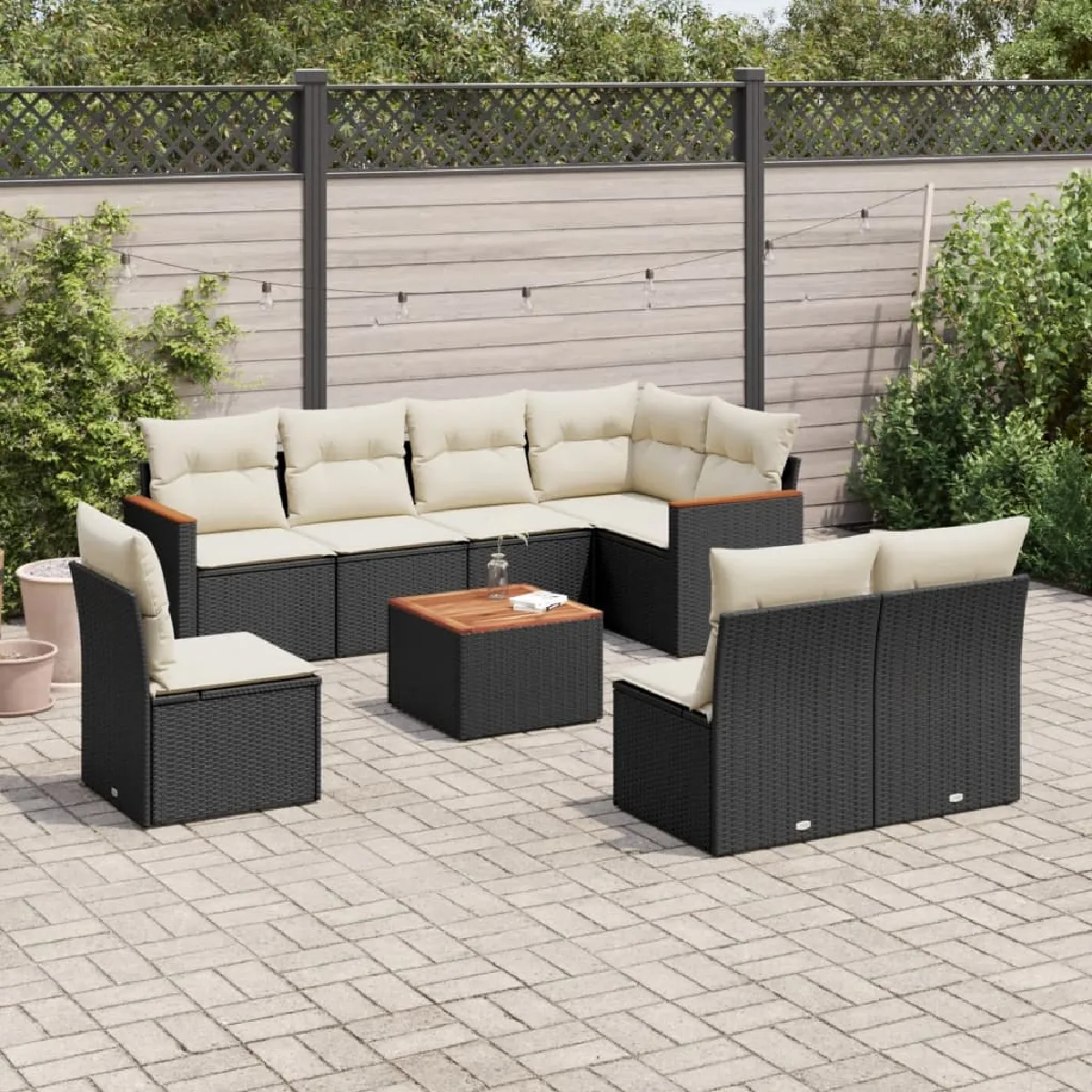vidaXL Ensemble de jardin 9 pcs avec coussins - vue 4
