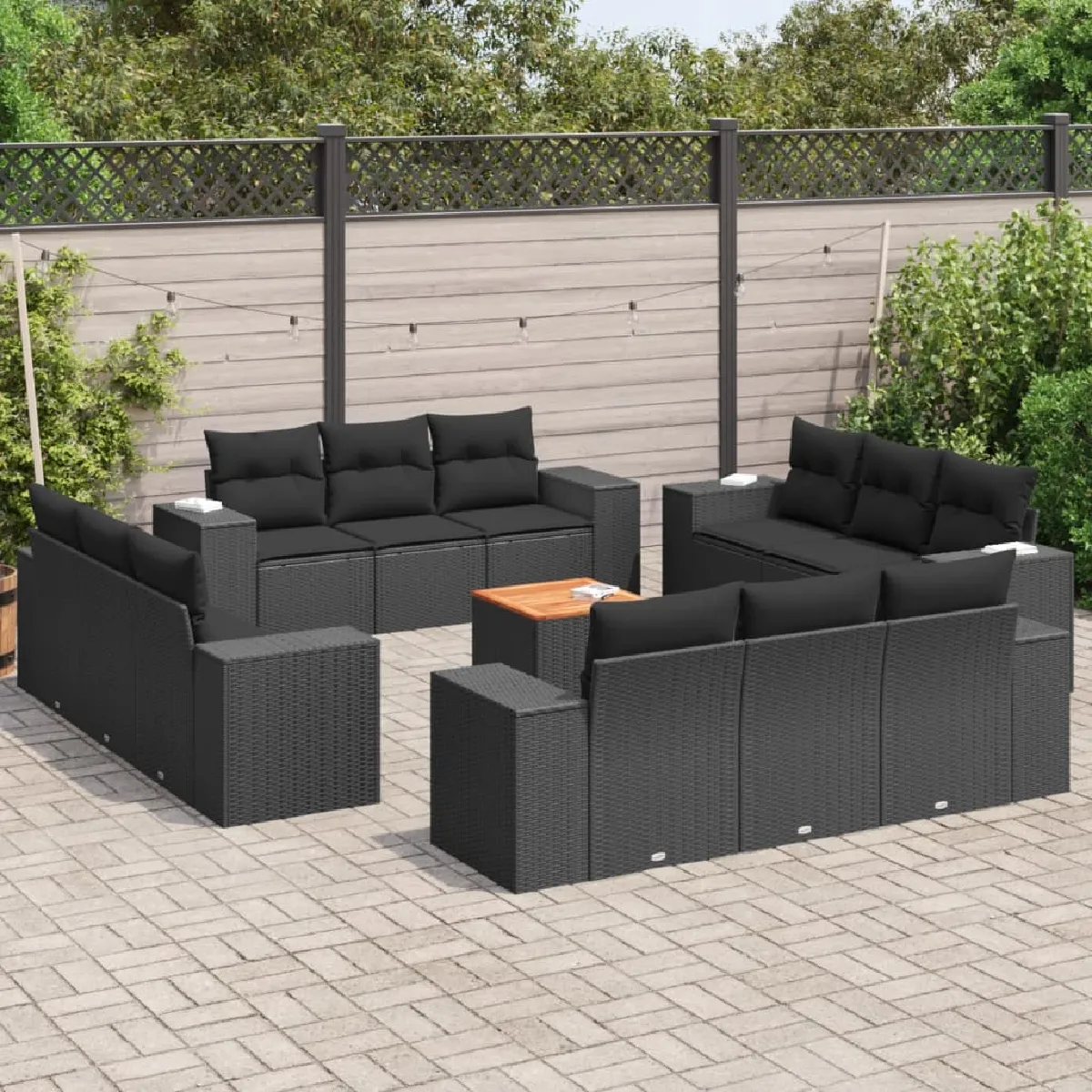 vidaXL Salon 13 pcs avec coussins Résine tressée - vue 2