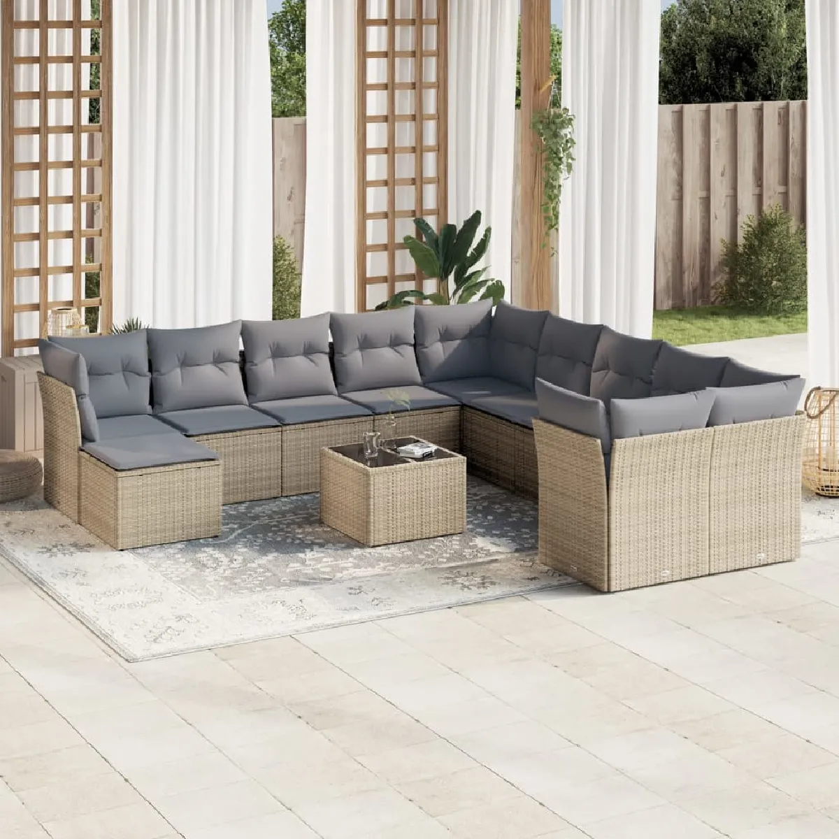 VIDAXL  Salon de jardin 12 pcs - Beige