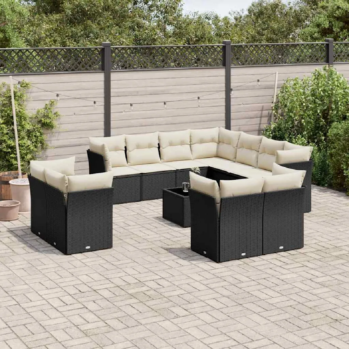 VIDAXL  Salon de jardin 12 pcs - Noir