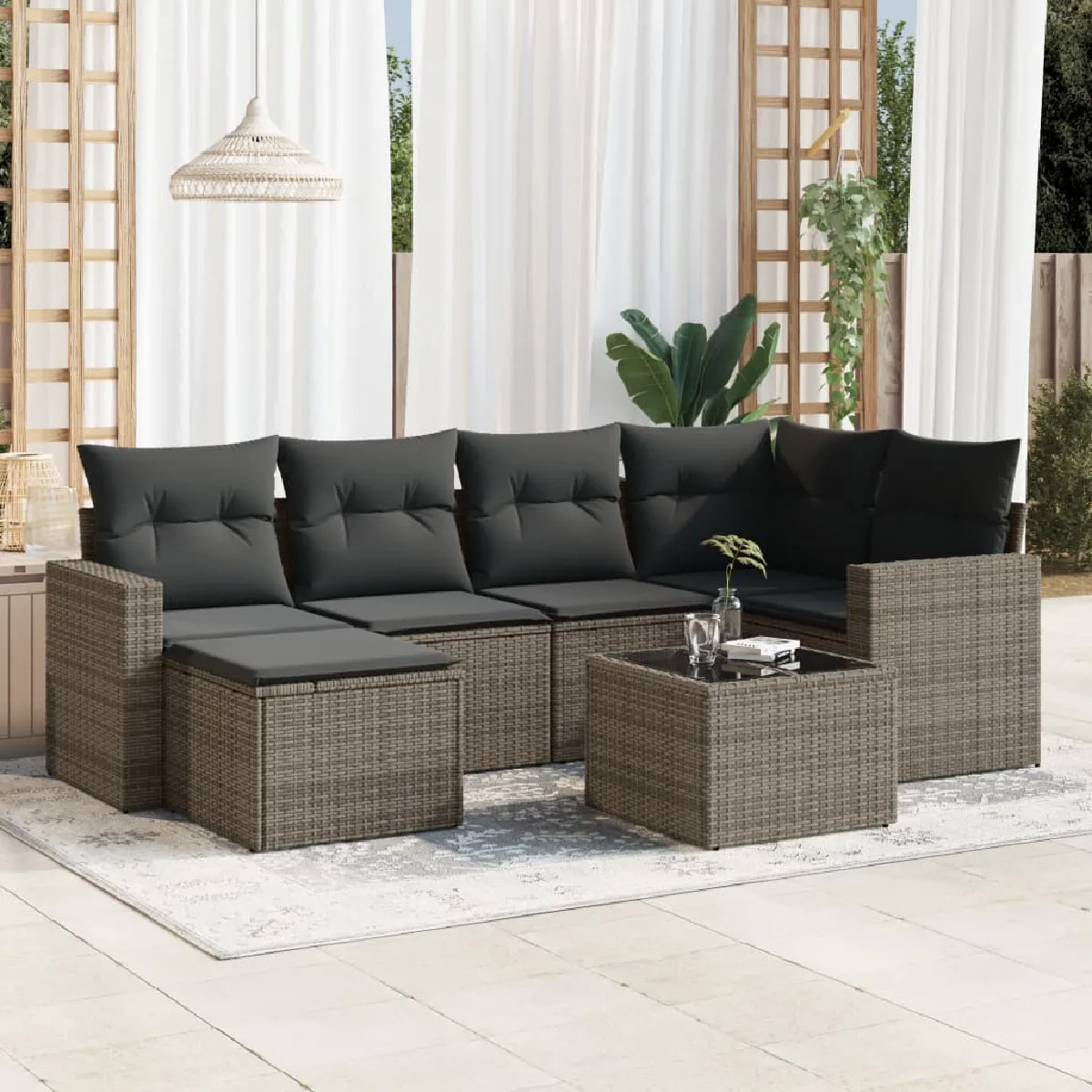Salon de jardin vidaXL 7 pcs - vue 10