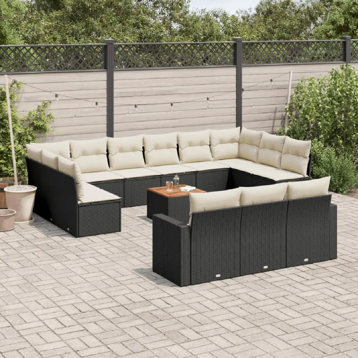 VIDAXL Salon de jardin 14 pcs - Noir