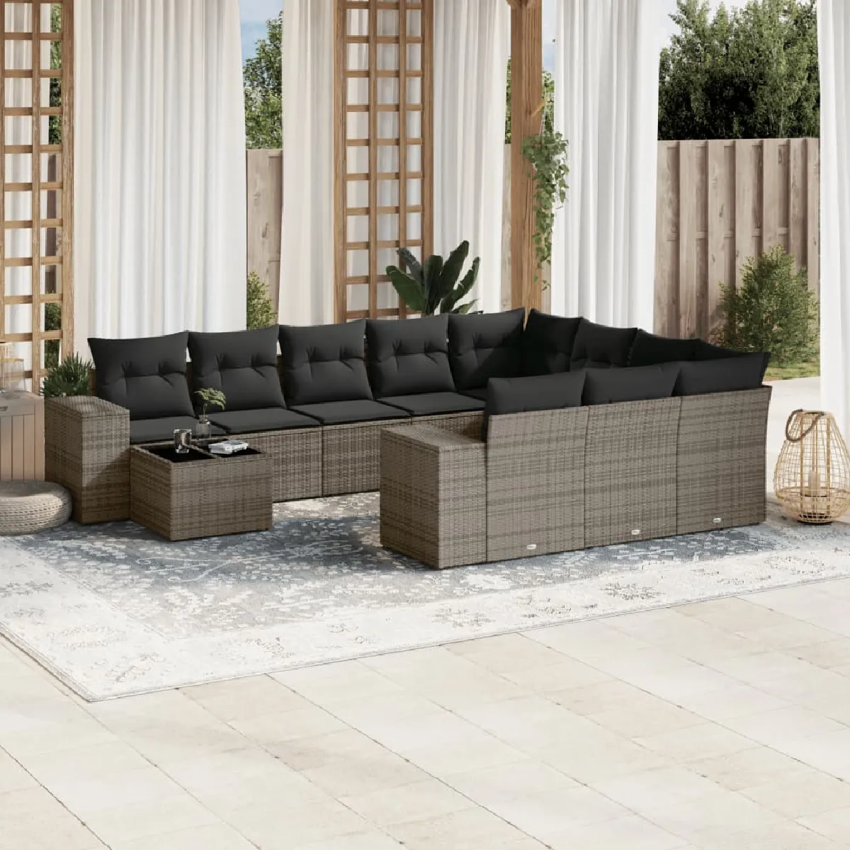 VIDAXL  Salon de jardin 11 pcs - Gris