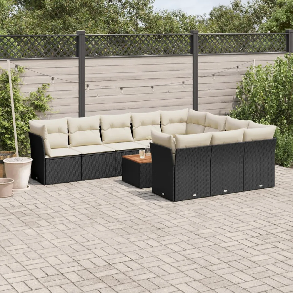 vidaXL - Salon de jardin modulable - 11 pièces - 10 personnes - Noir - Image 3