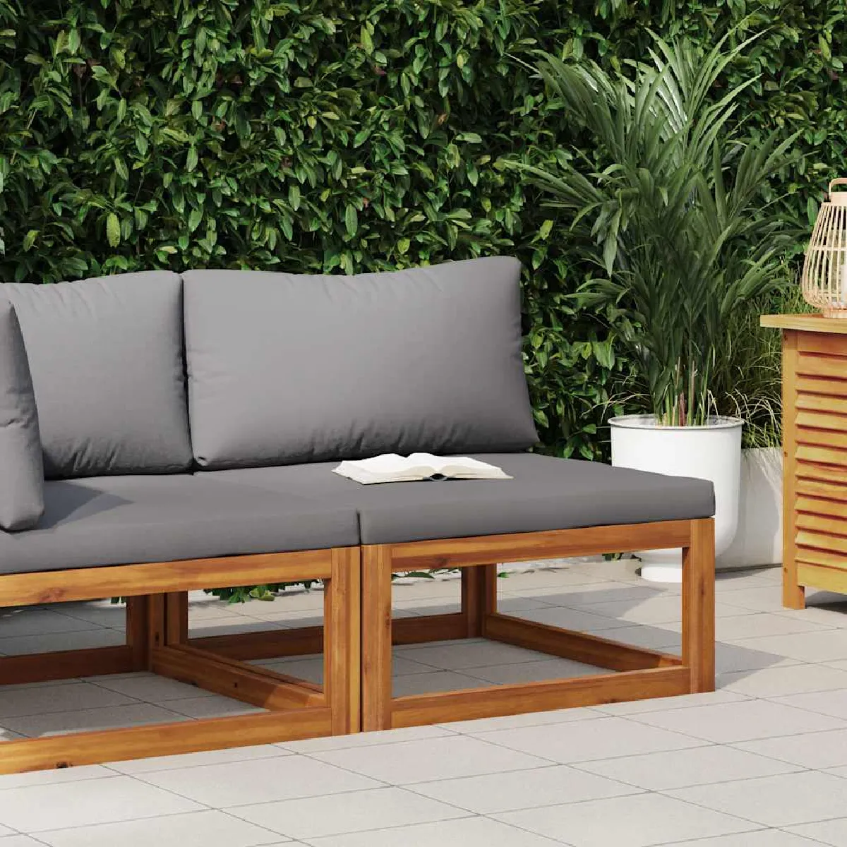 vidaXL Canapé central sectionnel Coussins bois - vue 7