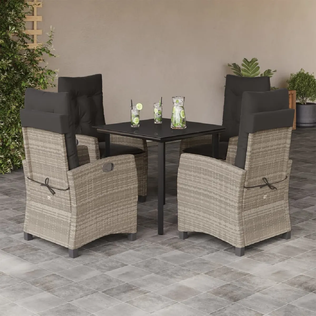 Vidaxl Gris/Clair Ensemble À Manger De Jardin 5 Pièces