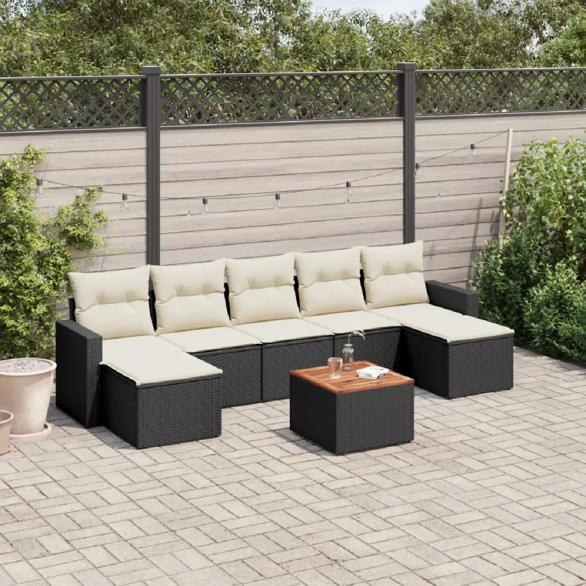 VIDAXL Salon jardin modulaire 8 pcs résine tressée - vue 4