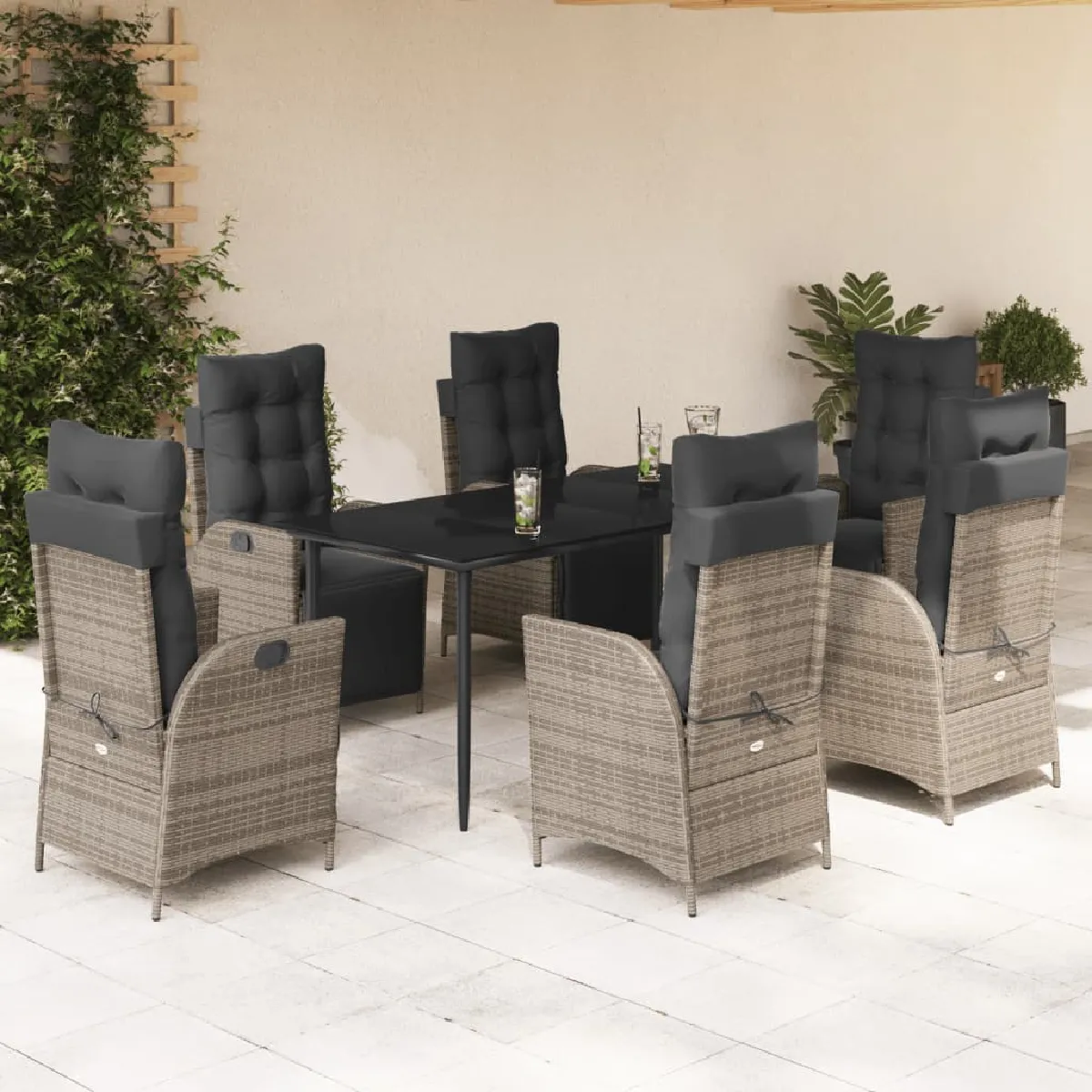 vidaXL Ensemble à manger de jardin rotin - vue 9