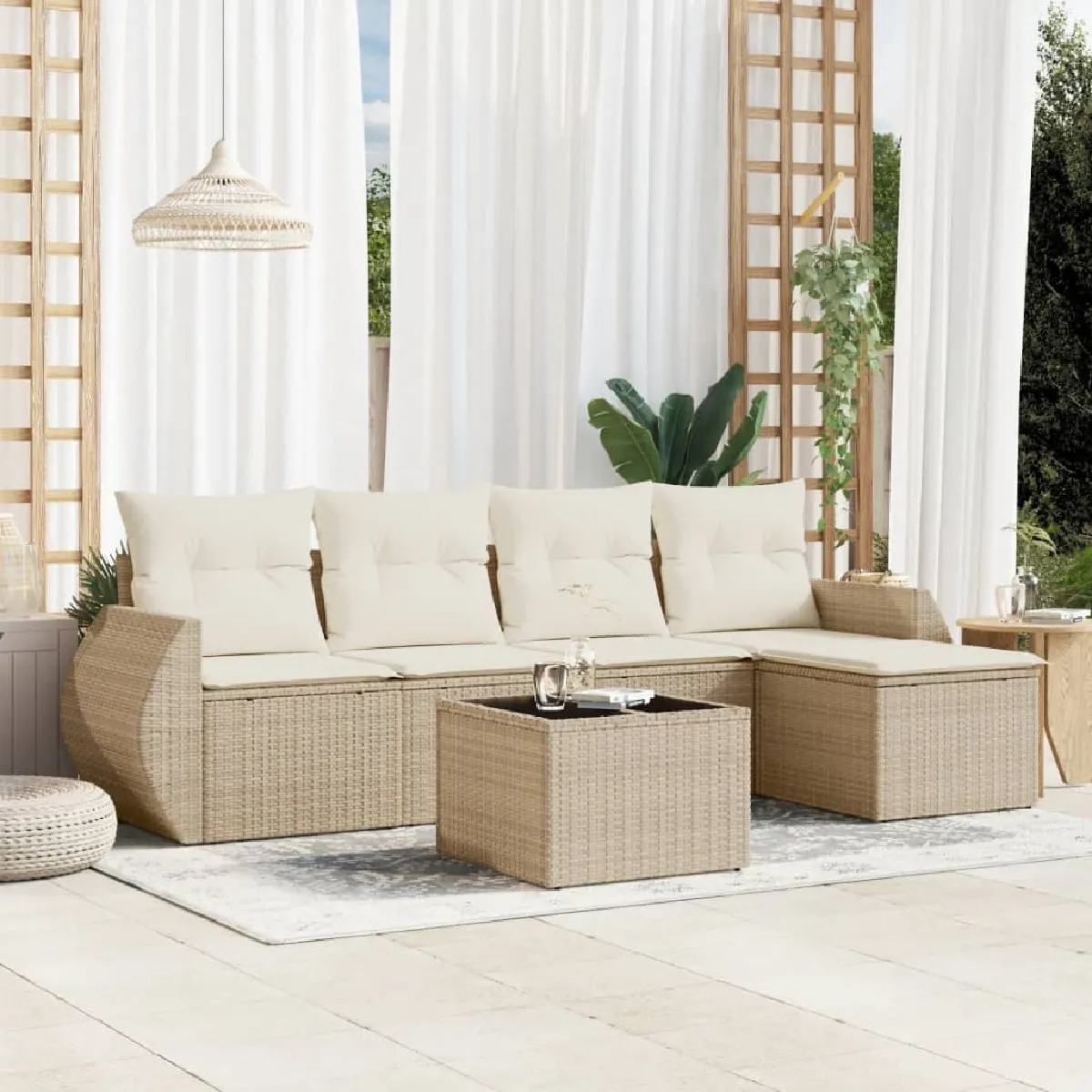 VIDAXL Salon de jardin 6 pcs - Beige