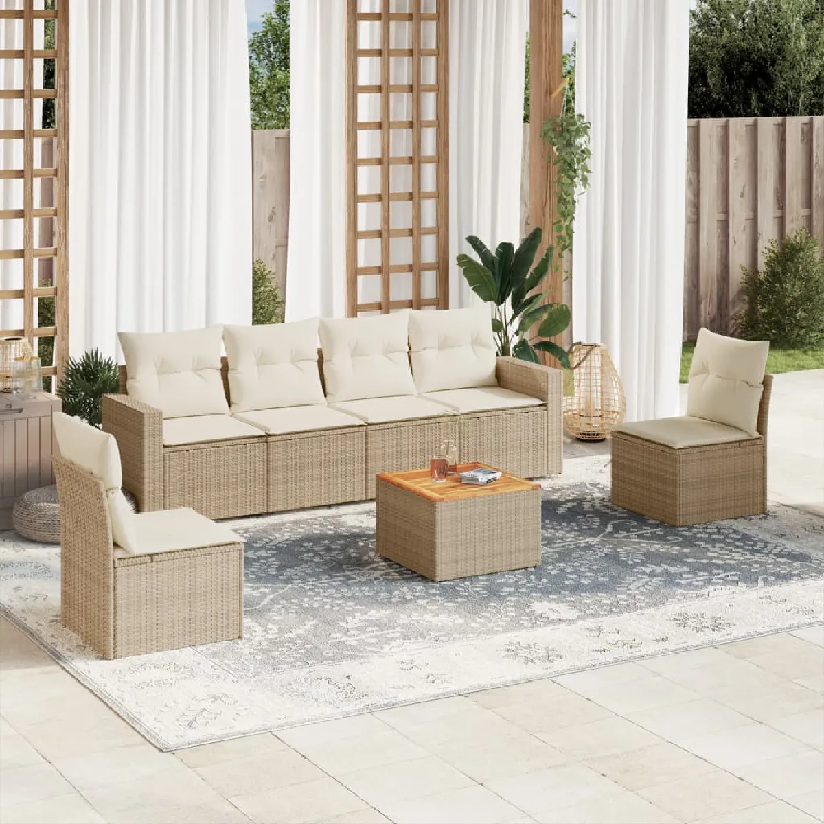 VIDAXL Ensemble de jardin résine tressée 7 pcs - vue 4