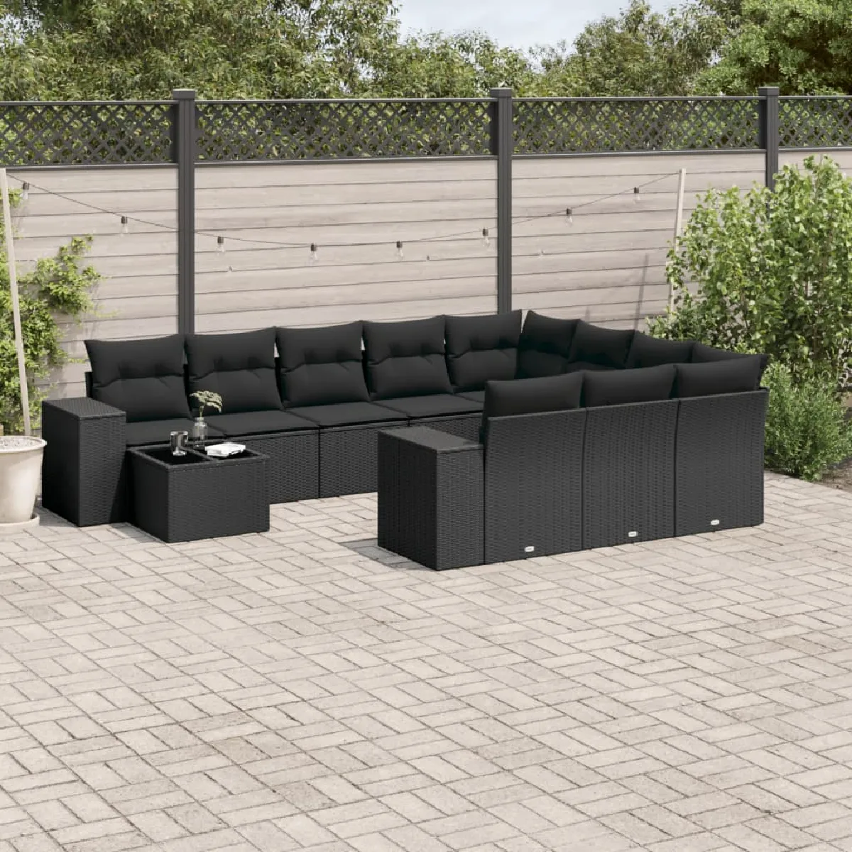 vidaXL Salon de jardin 11 pcs Résine Tressée