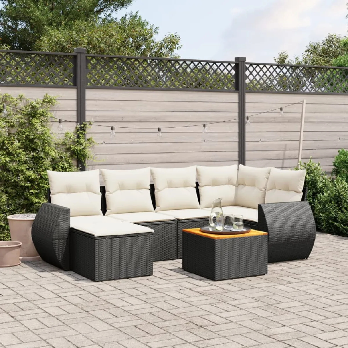 Salon de jardin vidaXL 7 pcs avec coussins - vue 2