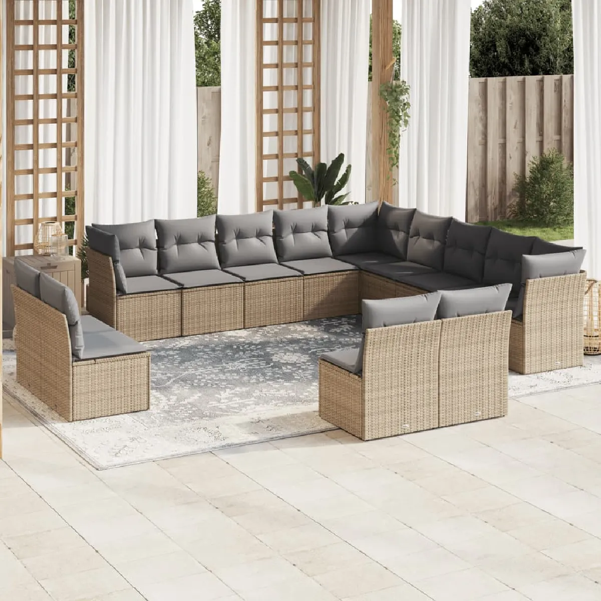 VIDAXL  Ensemble de jardin r&eacute;sine tress&eacute;e - 12 pcs - Beige