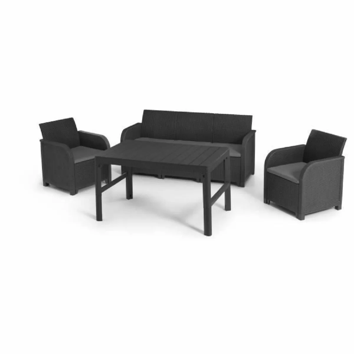 Salon de jardin en résine aspect rotin tressé Allibert by KETER 5 personnes SanRemo - vue 4