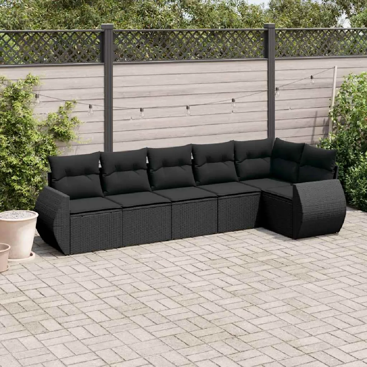 vidaXL - Salon de jardin modulable - Résine tressée - 6 personnes - Noir - Image 3
