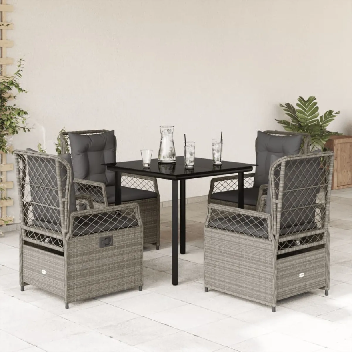 Vidaxl Gris/Clair Ensemble À Manger Jardin 5 Pcs