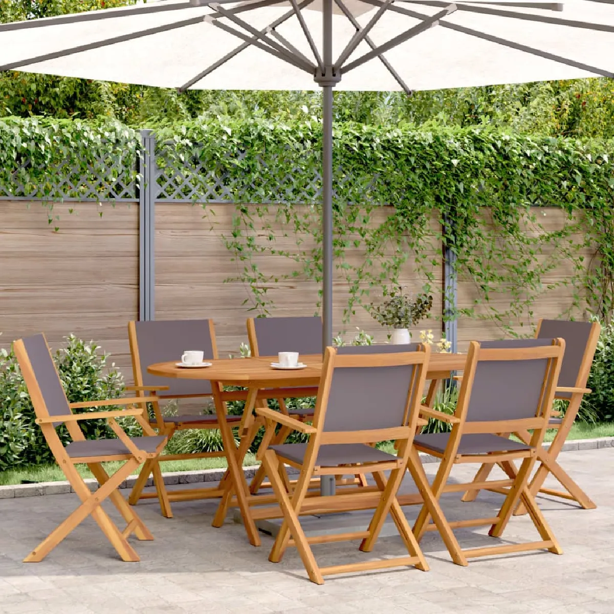 vidaXL Ensemble à manger de jardin 7 pcs Bois Massif