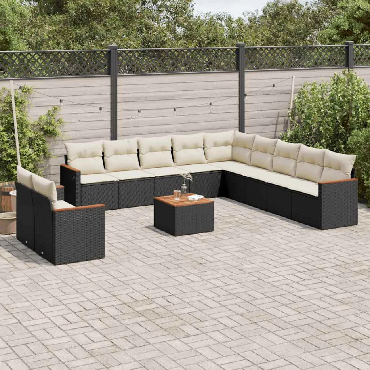 VIDAXL  Salon de jardin 12 pcs noir r&eacute;sine tress&eacute;e