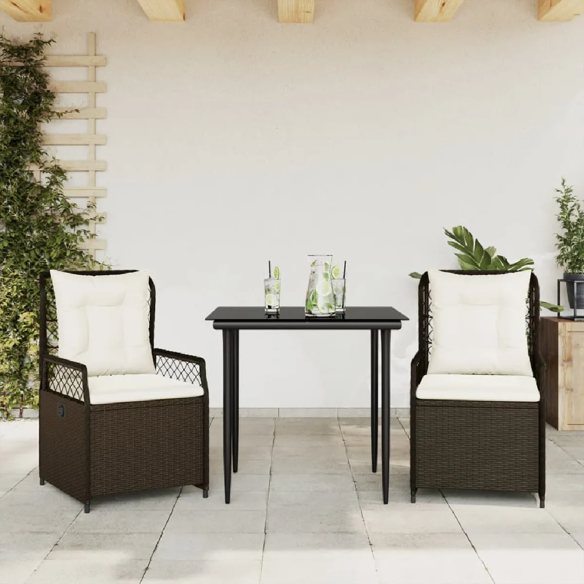 vidaXL Ensemble à manger de jardin 3 pcs poly rotin - vue 3
