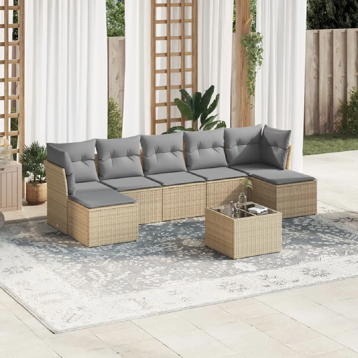 vidaXL Ensemble de jardin 8 pcs avec coussins - vue 6