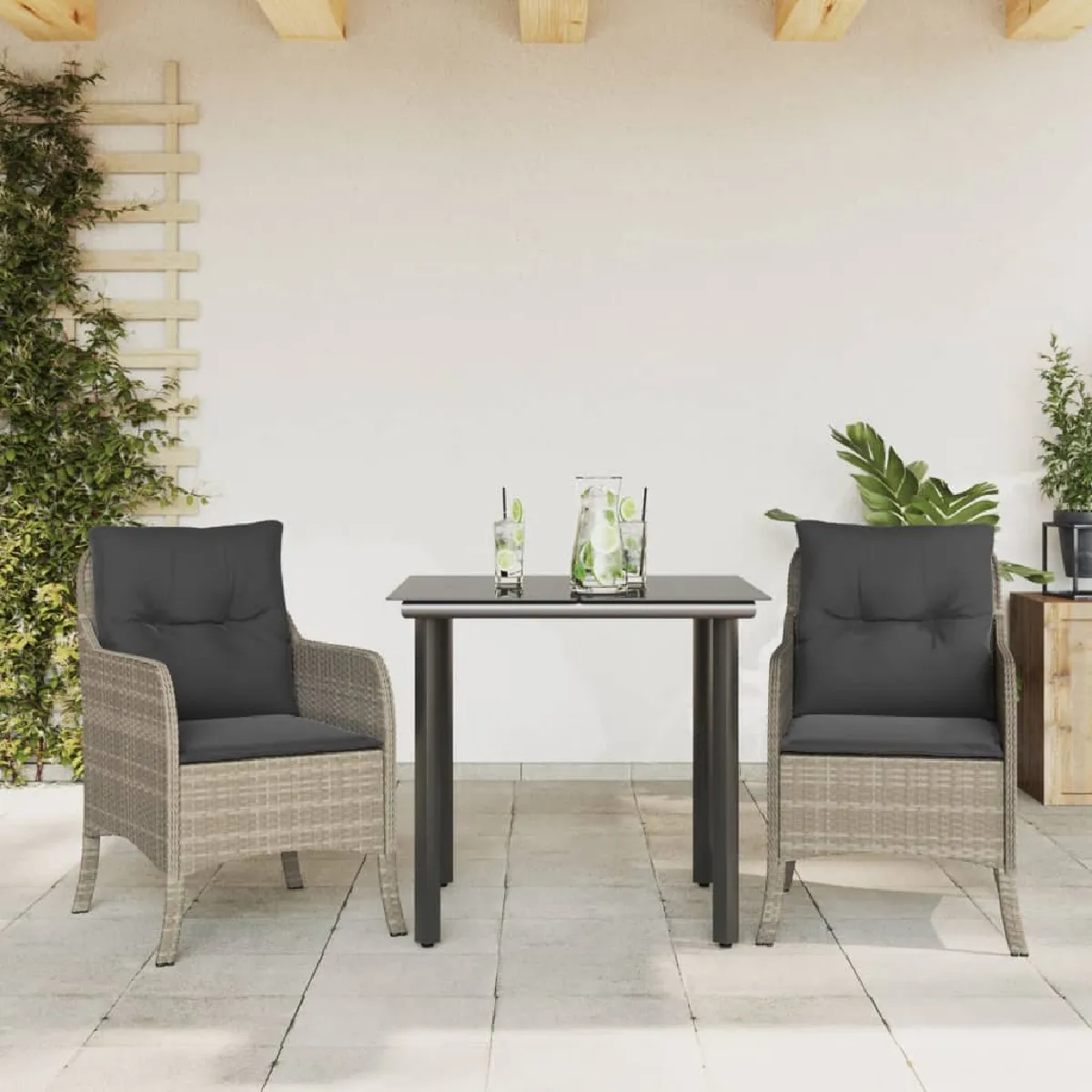 Vidaxl Gris/Clair Ensemble À Manger Jardin