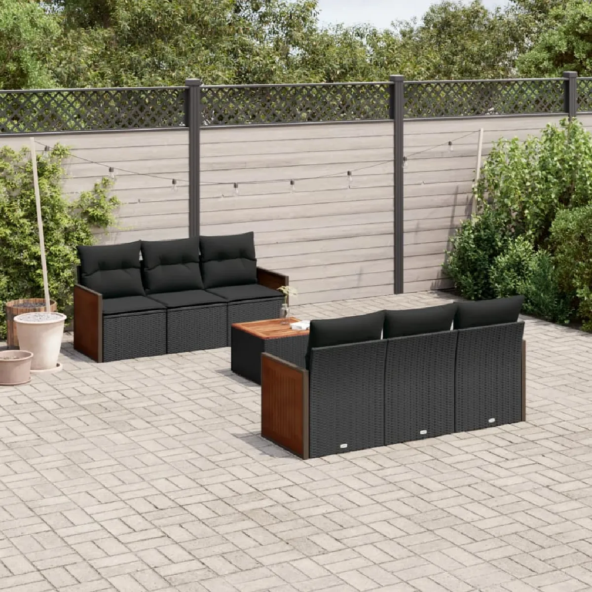 VIDA Salon de jardin avec coussins 7 pcs