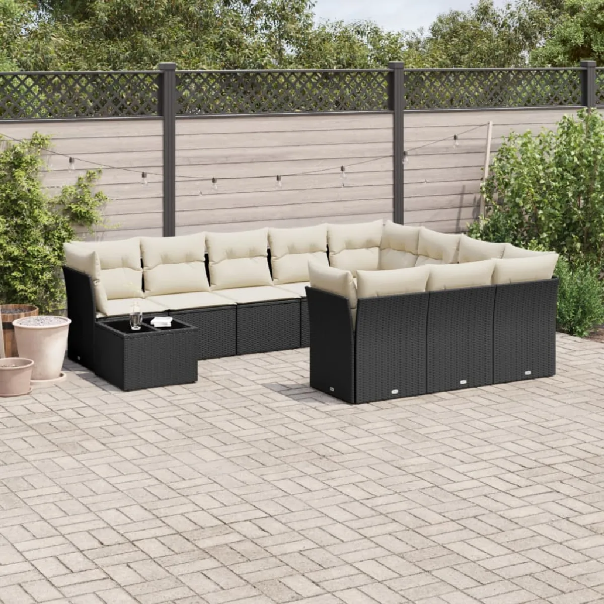 VIDAXL  Salon de jardin 11 pcs - Noir