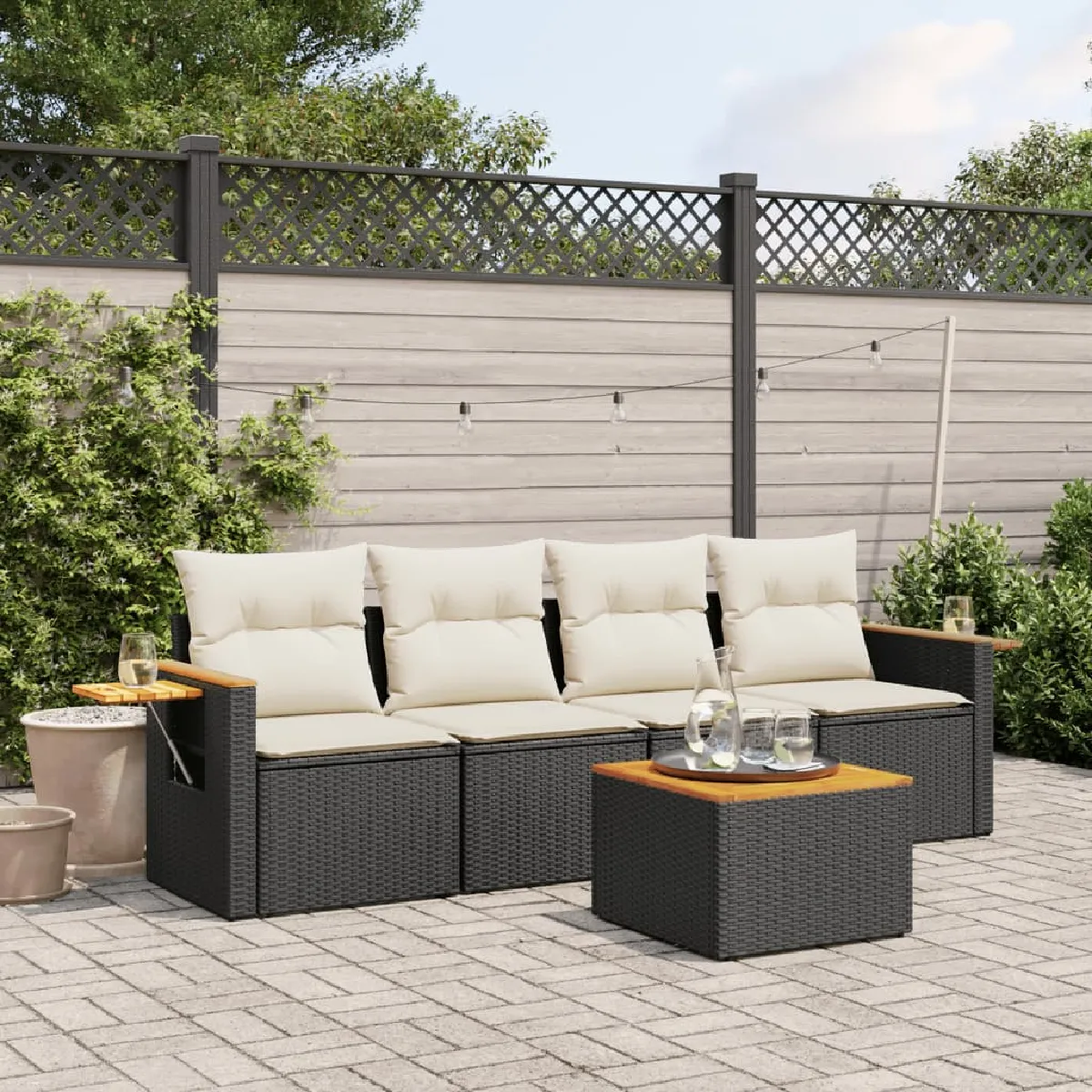 Salon de jardin VIDAXL - Noir