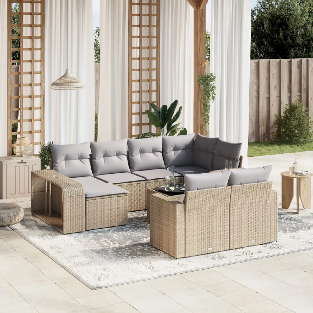 VIDAXL  Salon de jardin 11 pcs - Beige