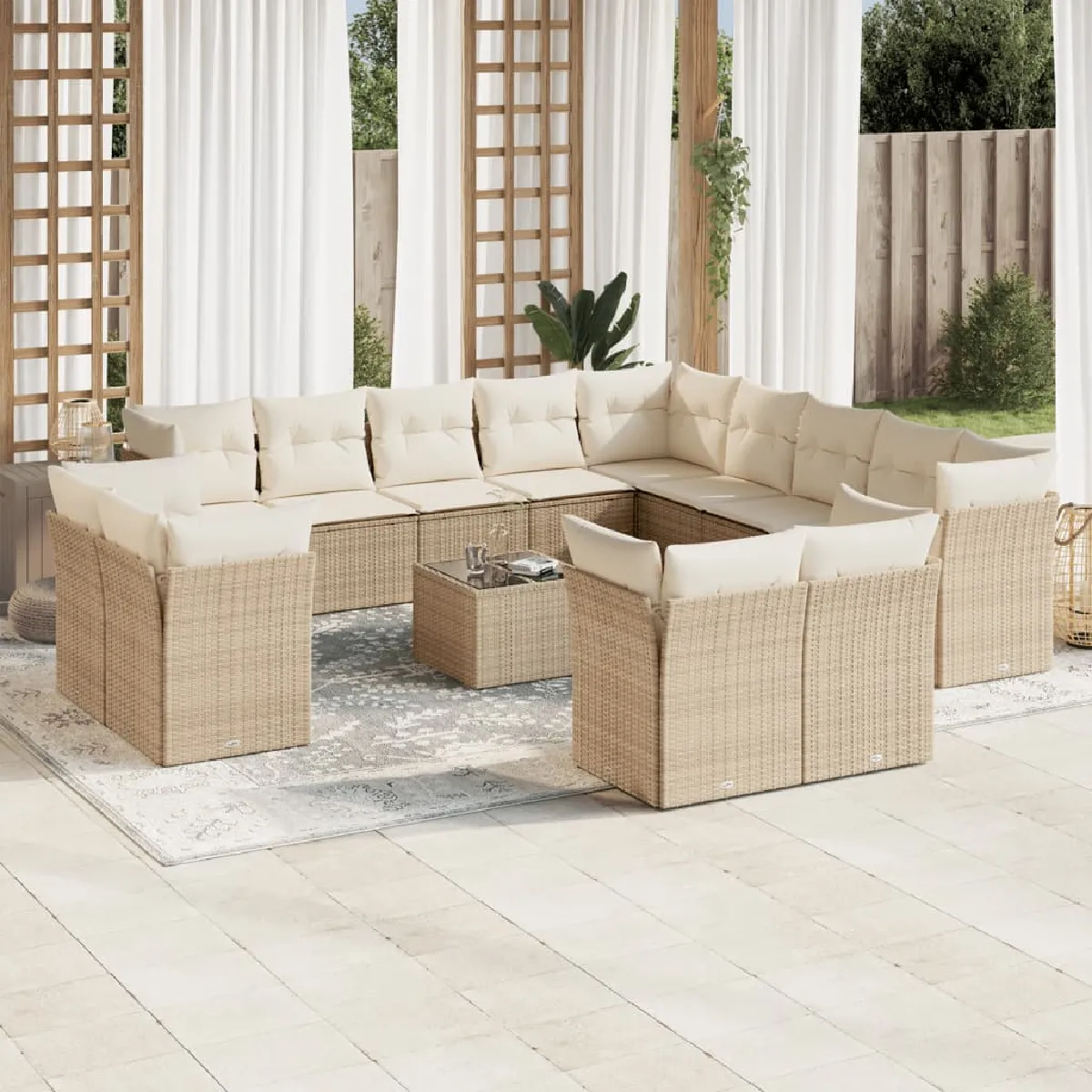VIDAXL Salon de jardin  - Beige r&eacute;sine tress&eacute;e