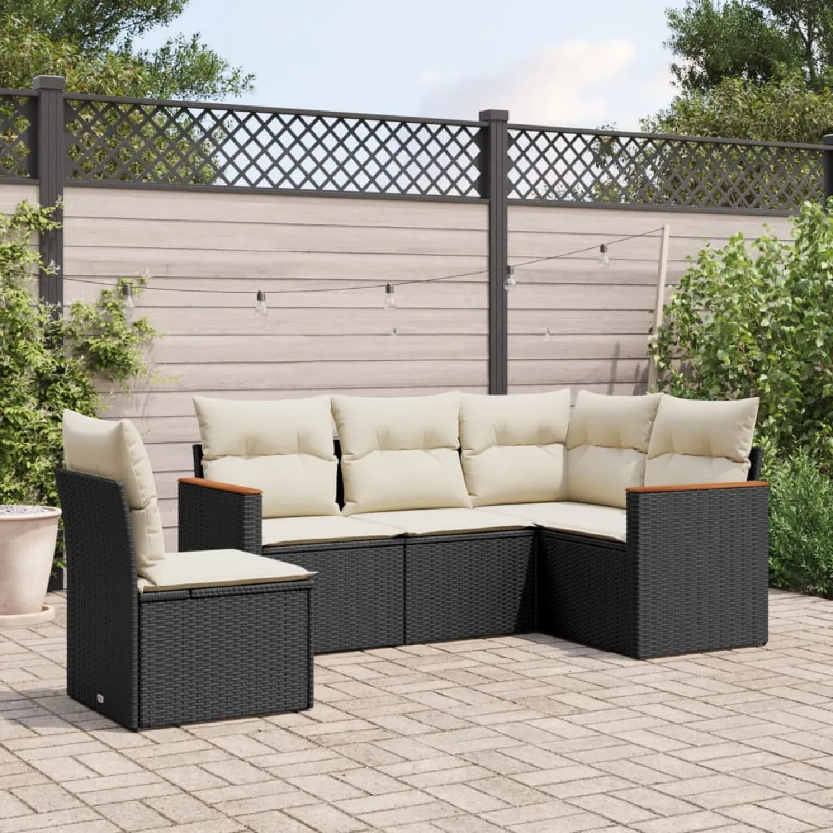 VIDAXL Salon de Jardin 5 pcs avec Coussins Résine Tressée - vue 9