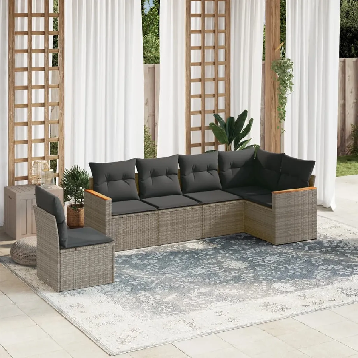 vidaXL Salon de jardin 6 pcs avec coussins résine tressée 3225860 - vue 10