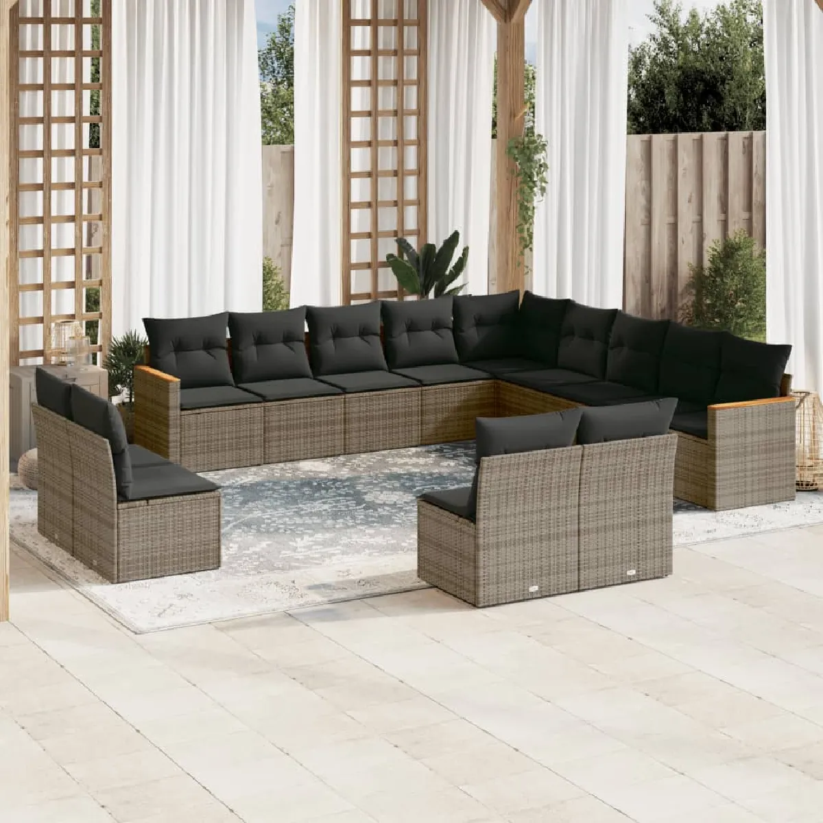 vidaXL Salon de jardin 13 pcs résine tressée - vue 5
