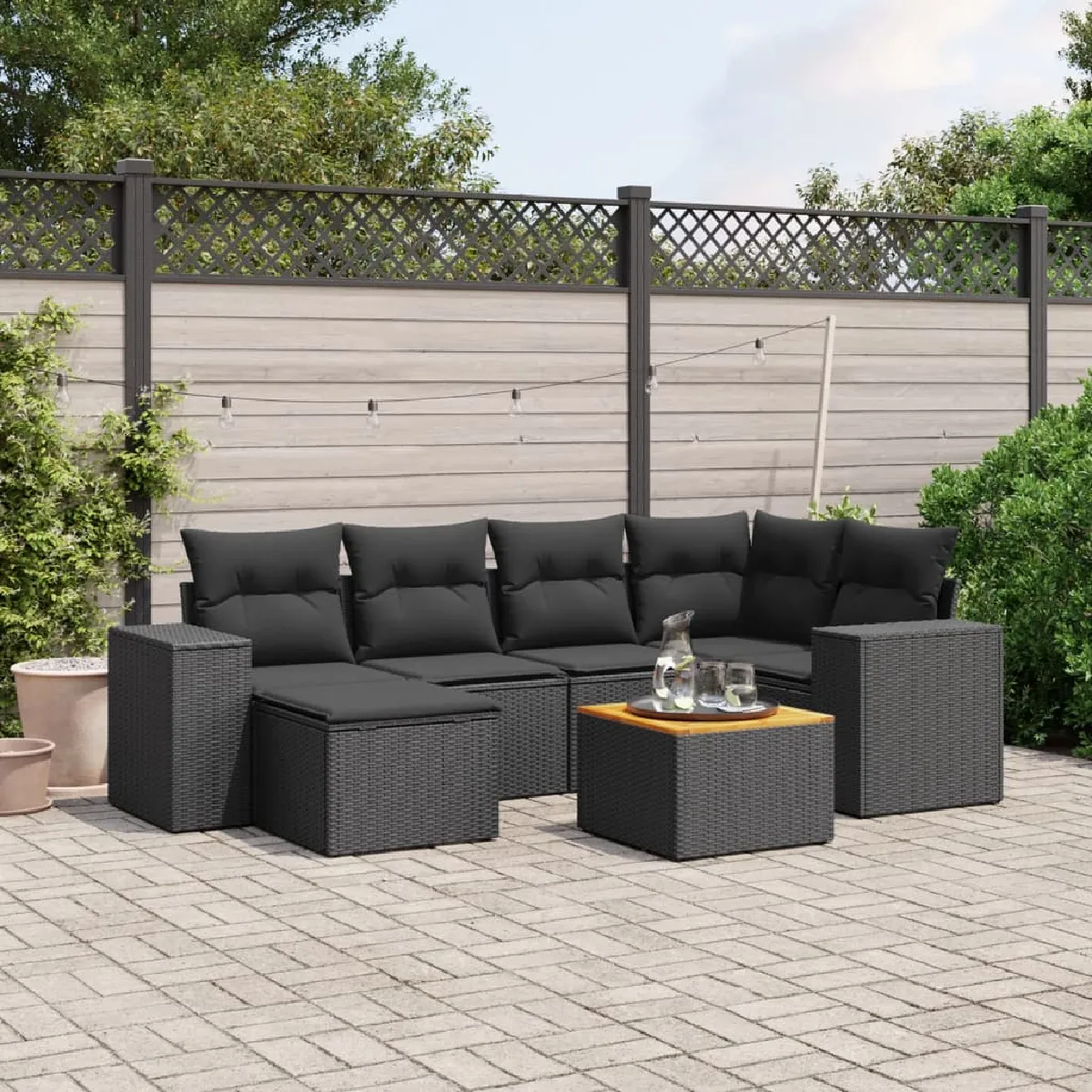 vidaXL Salon de jardin 7 pcs avec coussins - vue 7