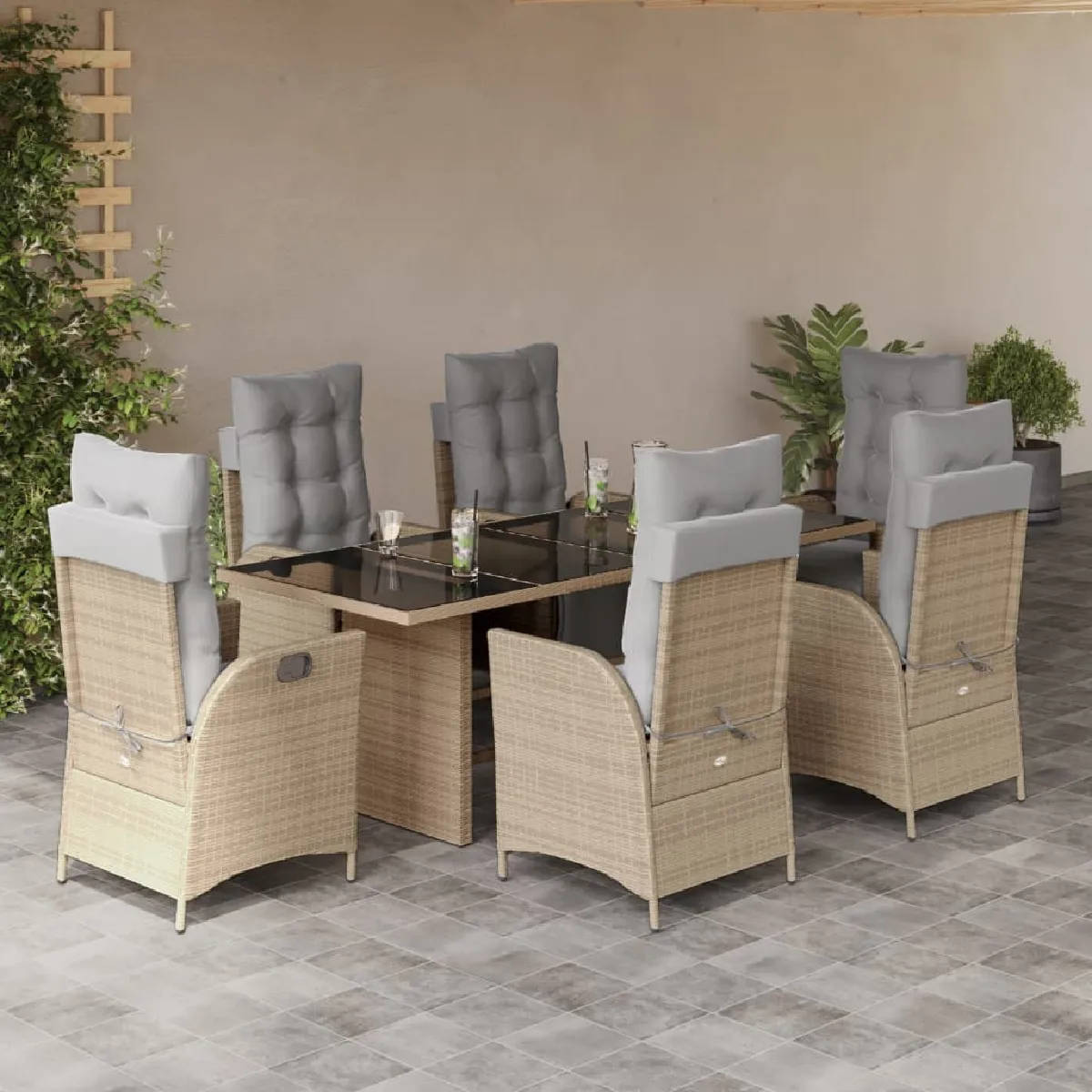 vidaXL Ensemble à Manger de Jardin 7 pcs avec Coussins - vue 5