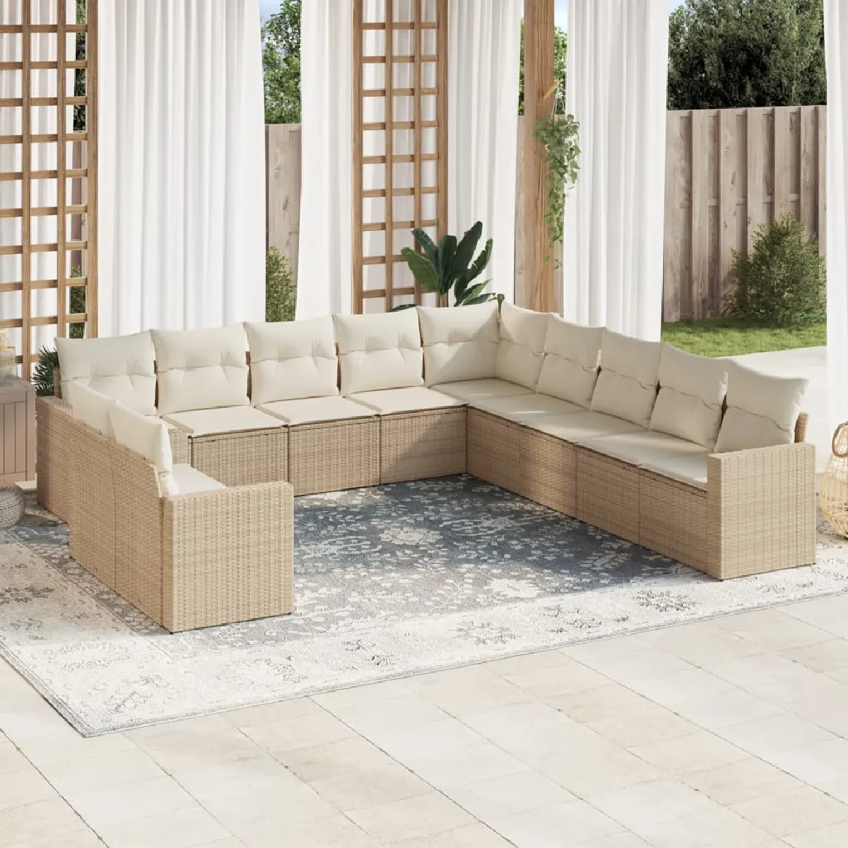 vidaXL Ensemble de jardin 11 pcs Résine tressée - vue 2
