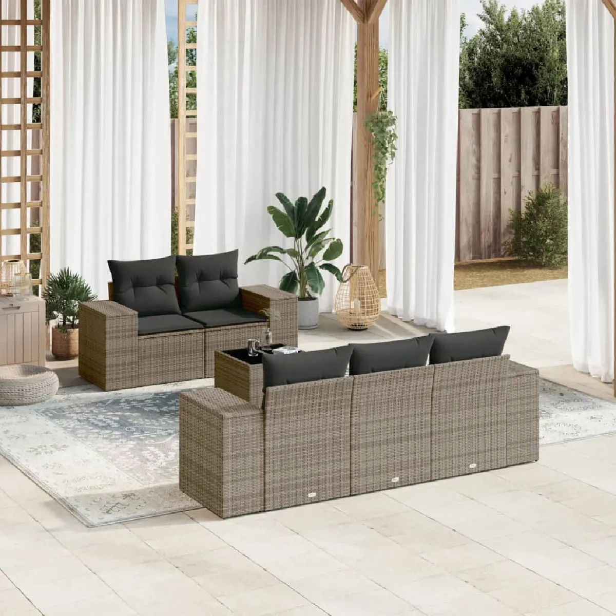VIDAXL - Salon de Jardin - 6 Pièces - Gris - Image 3